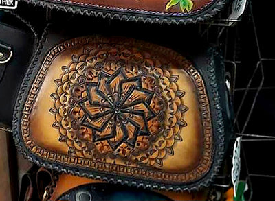 Brown and Black - Mandala - Handbag - Lotus Leather