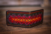 Deadhead Pattern - Tooled Leather Wallet- Sunset Colors - Lotus Leather