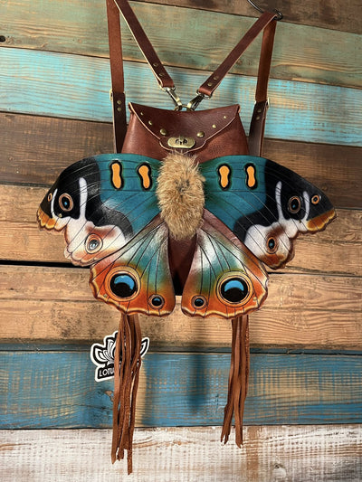 🦋 Buckeye Moon - Handcrafted Buckeye Moth Leather Backpack - Lotus Leather
