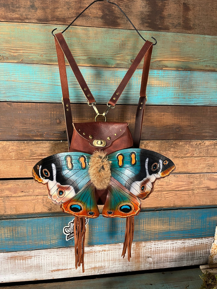 🦋 Buckeye Moon - Handcrafted Buckeye Moth Leather Backpack - Lotus Leather