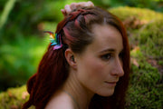 Fern Leaf - Leather Hat or Hair Clip Rainbow - Lotus Leather