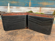 Hand - Carved Leather Bifold Wallet with Woodgrain Design – Natural Tones - Lotus Leather