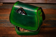 Handcrafted Leather Bag - Green Botanical Design with Adjustable Strap and Suede Lining - Lotus Leather