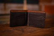 Handcrafted Leather Bifold Wallet - “Fire and Ice” Botanical Fern Design - Card Slots & Cash Section - Lotus Leather