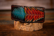 Handcrafted Leather Bifold Wallet - “Fire and Ice” Botanical Fern Design - Card Slots & Cash Section - Lotus Leather