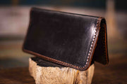 Handcrafted Leather Ladies Wallet - Dark Forest Botanical Design with Fern and Amanita Mushrooms - Lotus Leather