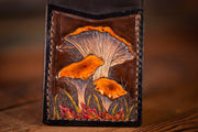 Handcrafted Leather Money Clip Wallet - Wild Chanterelle Mushrooms Design for Foragers and Nature Enthusiasts - Lotus Leather