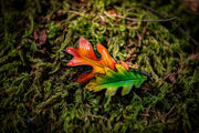 Handcrafted Leather Oak Leaf Hair Clip - Autumn - Inspired Hat Accessory - Fall Tones Artisan Gift - Lotus Leather