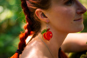 Handcrafted Leather Peach Earrings - Fruit - Inspired Artisan Jewelry - Available in Two Sizes - Lotus Leather