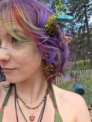 Handmade Leather Blue Oyster Mushroom Hair Clip – Fantasy Fungi Hair Accessory - Lotus Leather