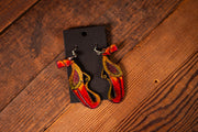 Handmade Leather Carnivorous Plant Earrings - Pitcher Plant Design - Variegated Red or Green Statement Earrings - Lotus Leather