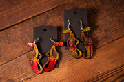 Handmade Leather Carnivorous Plant Earrings - Pitcher Plant Design - Variegated Red or Green Statement Earrings - Lotus Leather