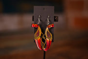 Handmade Leather Carnivorous Plant Earrings - Pitcher Plant Design - Variegated Red or Green Statement Earrings - Lotus Leather