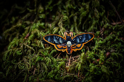 Handmade Leather Death's Head Hawkmoth Hair/ Hat Clip - Lotus Leather