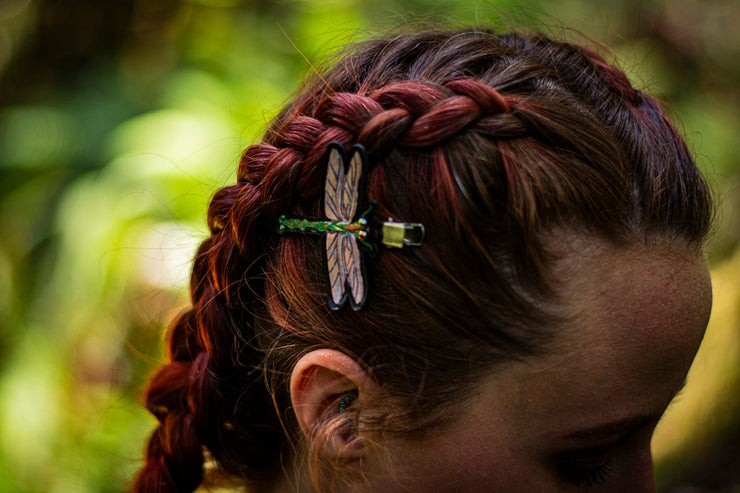 Handmade Leather Dragonfly Hair/ Hat Clip - Lotus Leather