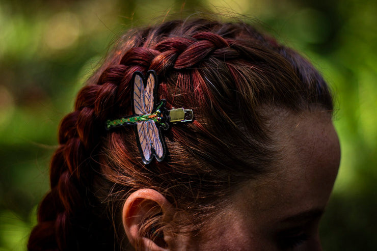 Handmade Leather Dragonfly Hair/ Hat Clip - Lotus Leather