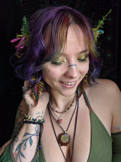 Handmade Leather Fantasy Purple Oyster Mushroom Hair Clip – Mystical Forest Accessory - Lotus Leather