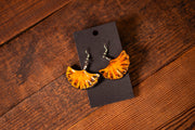 Handmade Leather Ginkgo Leaf Earrings - Gold or Green Nature - Inspired Earrings for Gardeners and Foragers - Lotus Leather