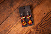 Handmade Leather Honeybee and Honeycomb Earrings - Nature - Inspired Dangling Earrings - Lotus Leather