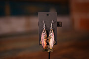 Handmade Leather Salmon Fish Earrings - Shimmery Silver - Pink with Green Fins - Small and Large Sizes for Nature Lovers - Lotus Leather