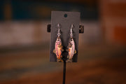 Handmade Leather Salmon Fish Earrings - Shimmery Silver - Pink with Green Fins - Small and Large Sizes for Nature Lovers - Lotus Leather