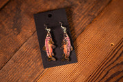 Handmade Leather Salmon Fish Earrings - Shimmery Silver - Pink with Green Fins - Small and Large Sizes for Nature Lovers - Lotus Leather