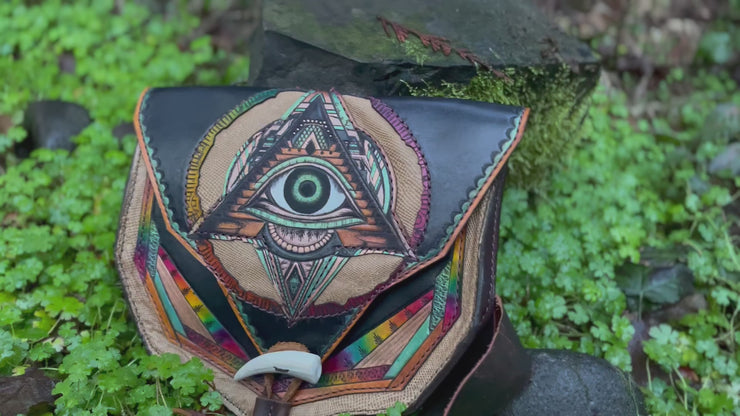 All-Seeing Eye Pyramid - Hand Tooled Leather Belt Bag