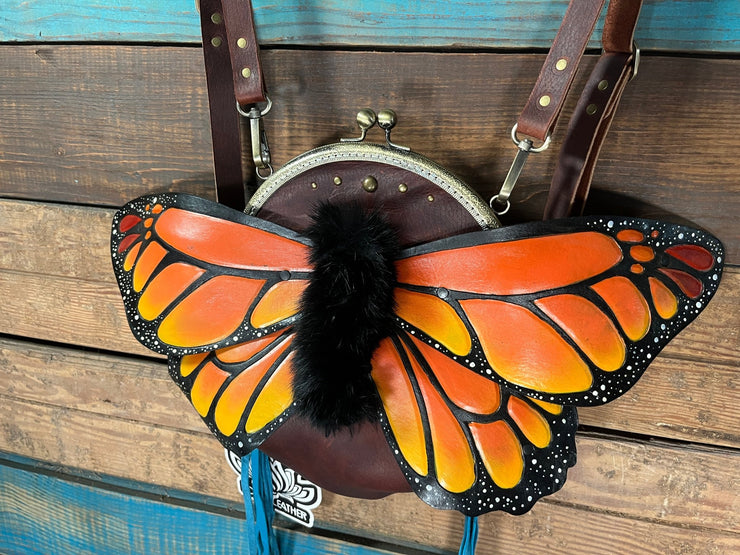 🦋 Sunflare Monarch - Monarch Butterfly Leather Backpack - Lotus Leather
