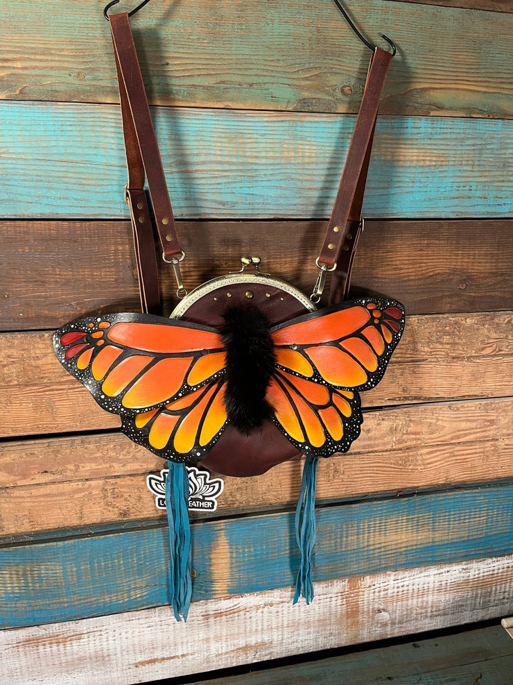 🦋 Sunflare Monarch - Monarch Butterfly Leather Backpack - Lotus Leather