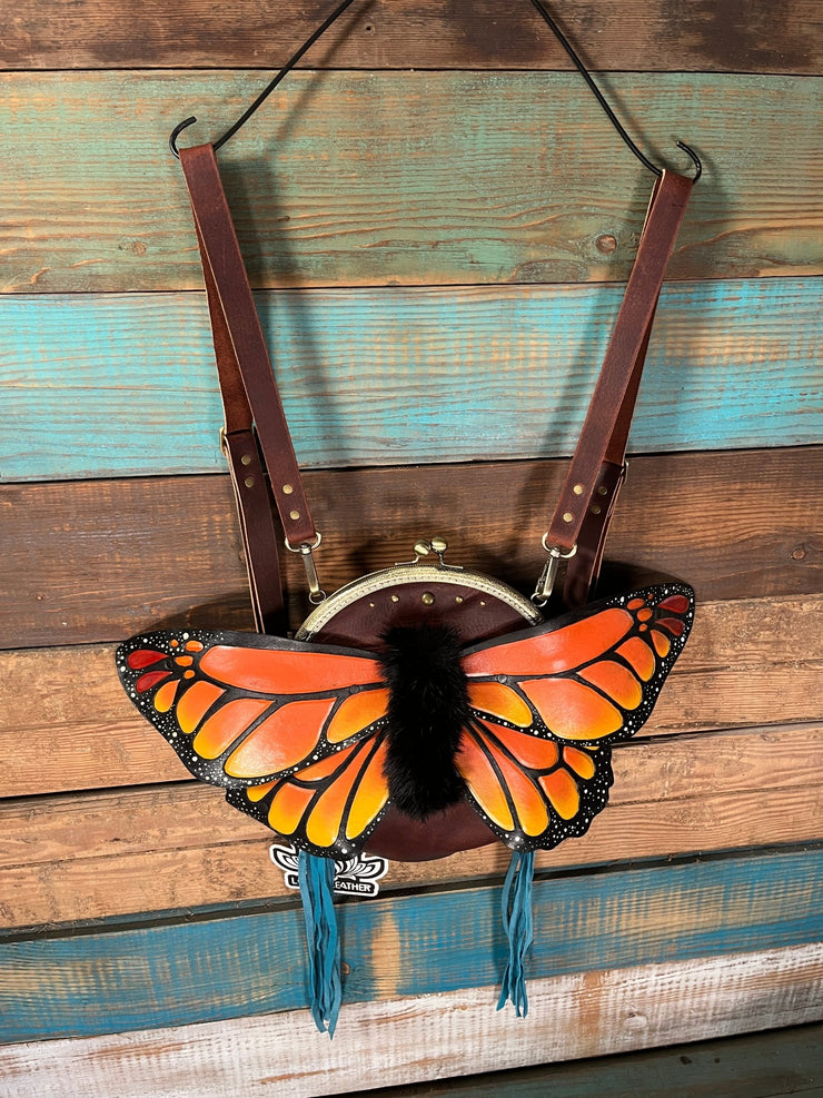 🦋 Sunflare Monarch - Monarch Butterfly Leather Backpack - Lotus Leather