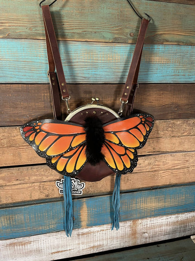 🦋 Sunflare Monarch - Monarch Butterfly Leather Backpack - Lotus Leather