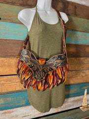 Unique 3D Leather Bag | Handcrafted Faerie - Inspired Hobo Style with Vibrant Leaves - Lotus Leather