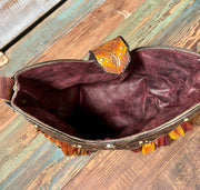 Unique 3D Leather Bag | Handcrafted Faerie - Inspired Hobo Style with Vibrant Leaves - Lotus Leather