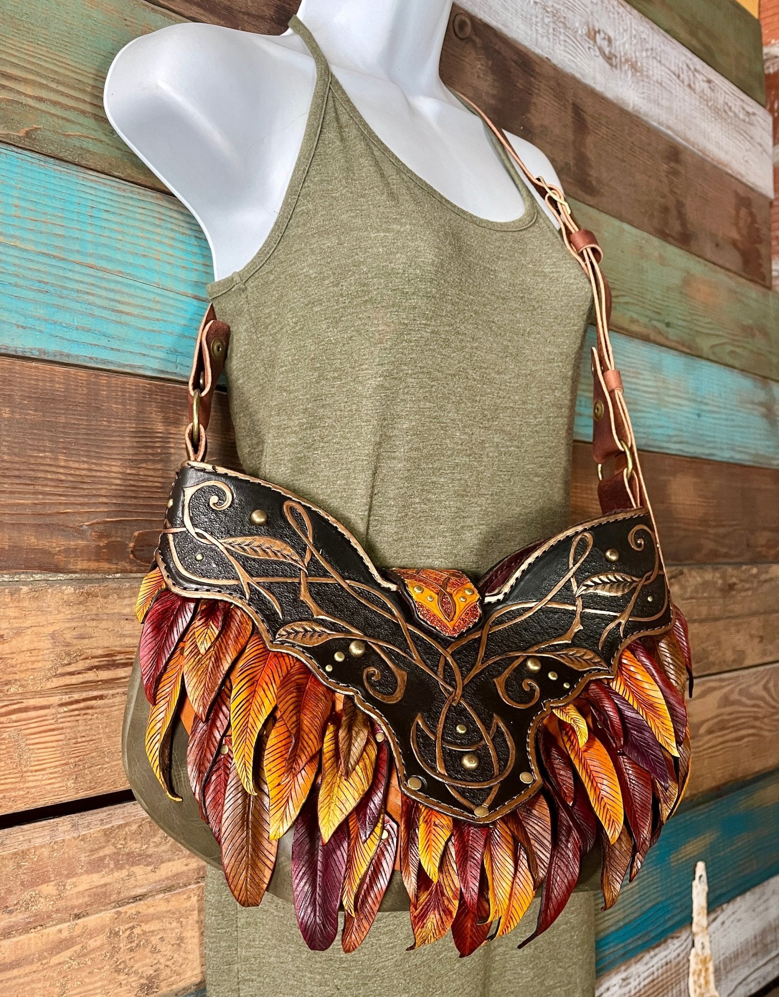 Unique 3D Leather Bag Handcrafted Faerie-Inspired Hobo Style