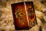 2-Headed Snake and Death's-Head Hawkmoth - Women's - Tooled Leather Wallet - Lotus Leather