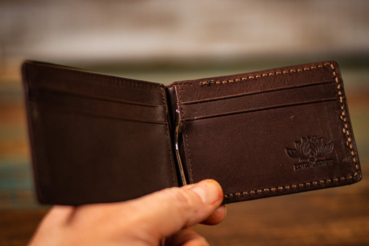Antler - Money Clip - Tooled Leather Minimalist Wallet - Lotus Leather