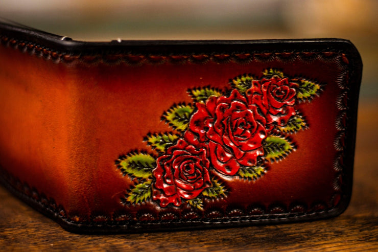 Begonia Stealie Bolt - Dead Themed - Tooled Leather Wallet - Lotus Leather