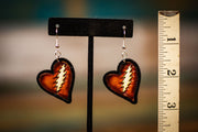 Bolt and Heart - Tooled Leather Earrings - Lotus Leather