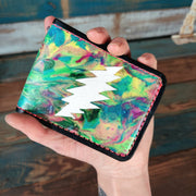 Bolt - Tie Dye - Dead Themed - Tooled Leather Wallet - Lotus Leather