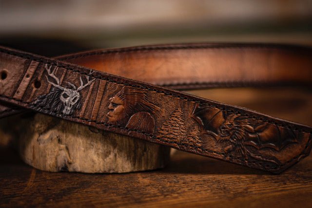 Men's Tooled Leather Belt