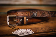 Cryptid Creature - Men's - Tooled Leather Belt - Lotus Leather