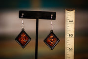 Dancing Bear - Tooled Leather Earrings - Lotus Leather