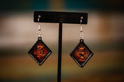 Dancing Bear - Tooled Leather Earrings - Lotus Leather