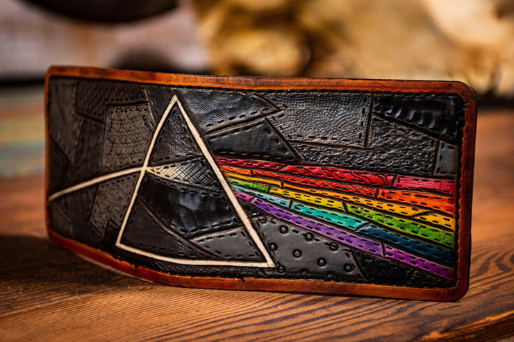 Dark Side of the Moon - Patchwork - Tooled Leather Wallet - Lotus Leather