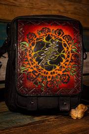 Dead Themed - Filigree Bolt Design - Crossbody Messenger Bag - Lotus Leather