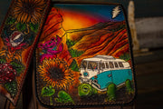 Dead Themed - Terrapin VW Bus and Red Rocks - Leather Crossbody Messenger Bag - Lotus Leather