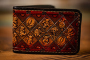 Deadhead Pattern - Tooled Leather Wallet - Lotus Leather