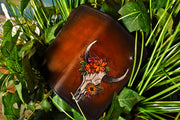Desert Bull Skull - Tooled Long Leather Wallet - Lotus Leather