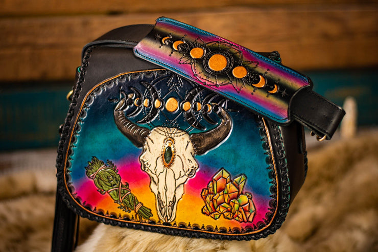 Desert Spirit Buffalo Skull - Leather Bag - Lotus Leather