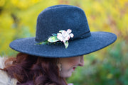 Dogwood Flower and Fern - Tooled Leather Hat or Hair Clip - Lotus Leather